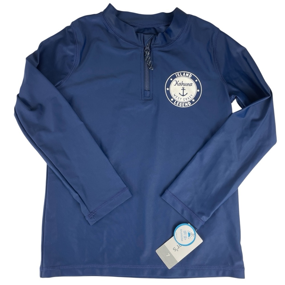 Carters Kids Blue Long Sleeve Swim Shirt Rashguard Size 7 NWT